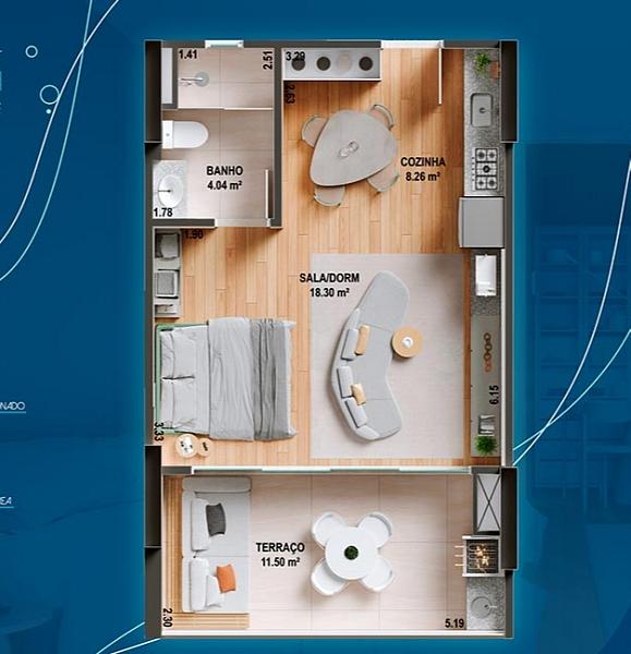 Apartamento com 1 quarto à venda, 47m², 1 banheiro, 1 garagem - Tupi - Praia Grande — foto 4