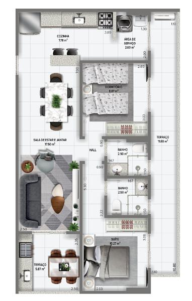 BELÍSSIMO APARTAMENTO, À 500M DO MAR E LAZER COMPLETO — foto 2