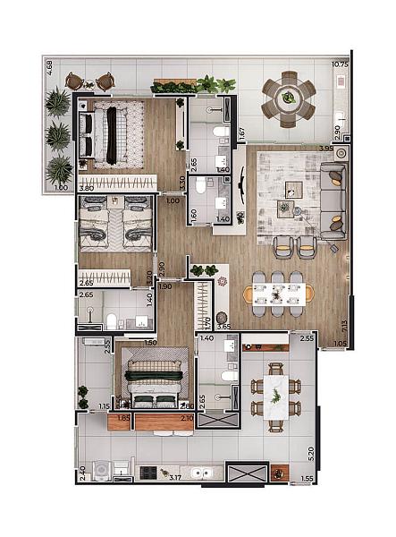 EXCELENTE APARTAMENTO, À 500M DO MAR E LAZER COMPLETO — foto 3