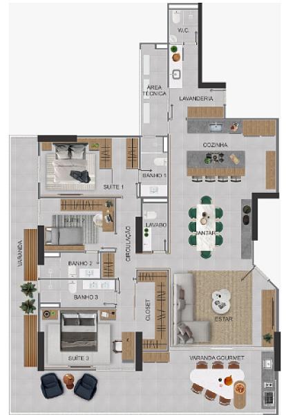 LUXUOSO APARTAMENTO AMPLO, ACABAMENTO FINO E LAZER COMPLETO — foto 2