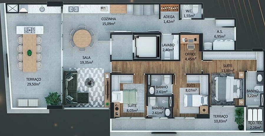 BELÍSSIMO APARTAMENTO, FINO ACABAMENTO E LAZER COMPLETO — foto 3