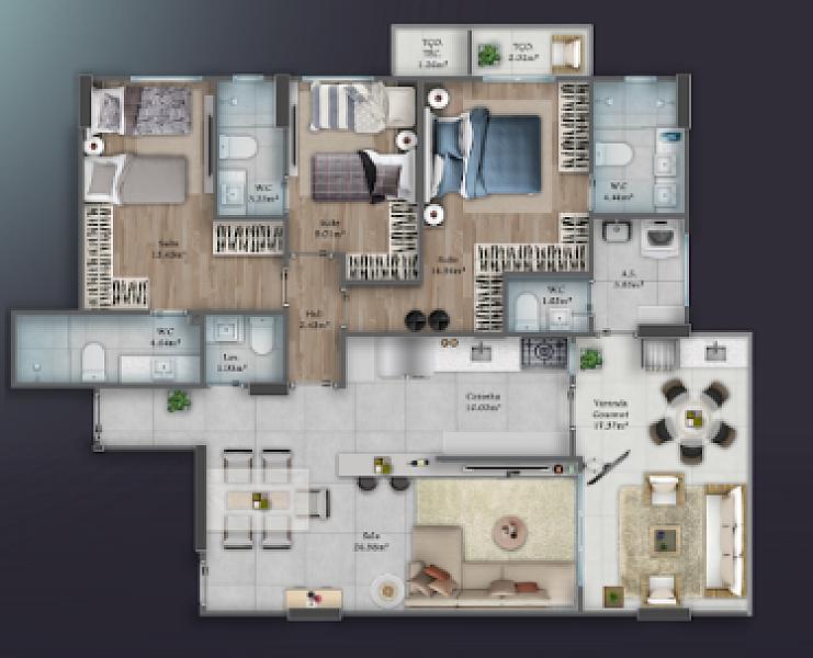 BELISSIMO APARTAMENTO COM ACABAMENTO FINO E LAZER COMPLETO — foto 2