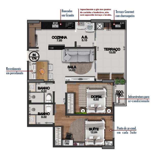 BELÍSSIMO APARTAMENTO, ACABAMENTO FINO E LAZER COMPLETO — foto 2