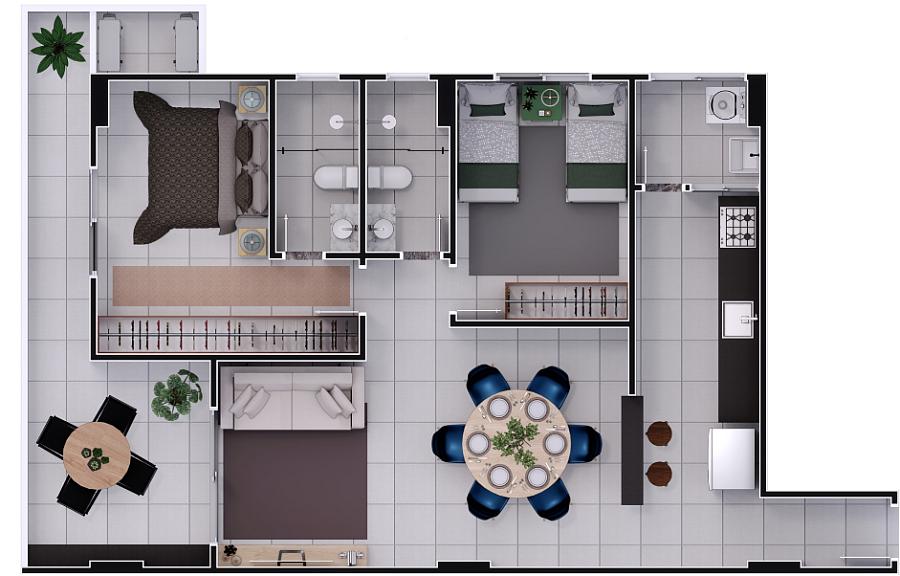 BELÍSSIMO APARTAMENTO, À 150m DO MAR E ESPAÇO DE LAZER — foto 2