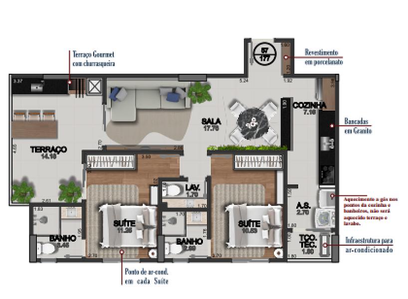 BELÍSSIMO APARTAMENTO, FINO ACABAMENTO E LAZER COMPLETO — foto 2