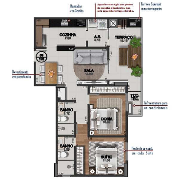 BELÍSSIMO APARTAMENTO, FINO ACABAMENTO E LAZER COMPLETO — foto 2