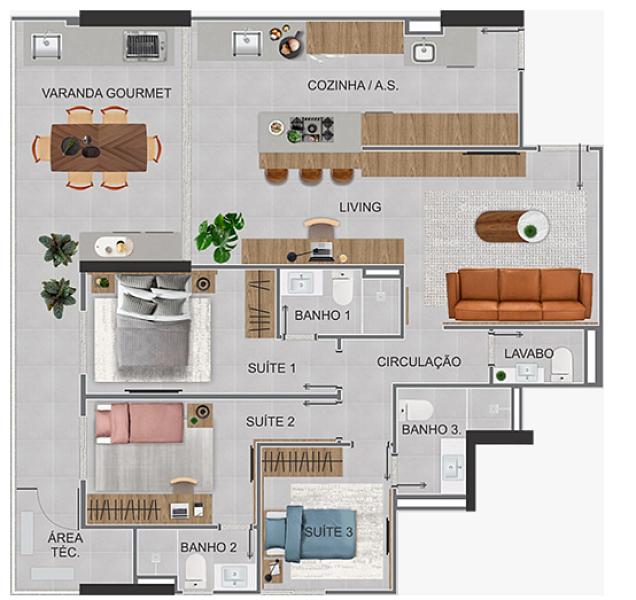 EXCELENTE APARTAMENTO, FINO ACABAMENTO E LAZER COMPLETO — foto 2