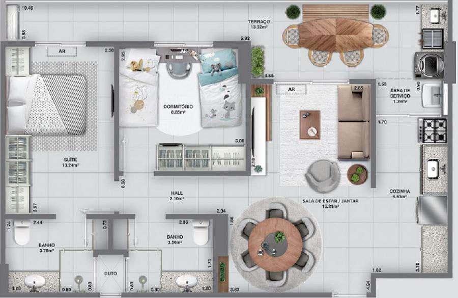 BELÍSSIMO APARTAMENTO, À 200m DO MAR E ESPAÇO PARA LAZER — foto 2