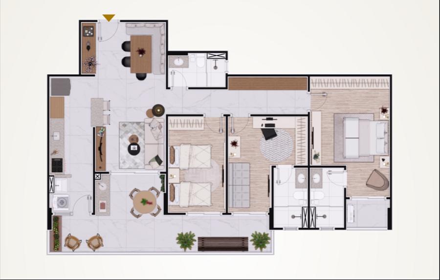 Apartamento com 3 quartos à venda, 119m², 3 banheiros, 2 garagens - Flórida - Praia Grande — foto 3