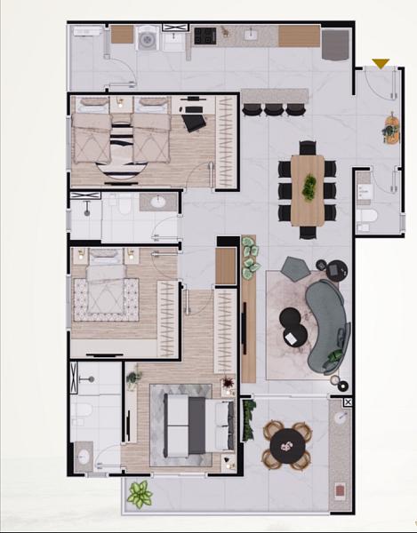 Apartamento com 3 quartos à venda, 111m², 2 banheiros, 2 garagens - Flórida - Praia Grande — foto 3