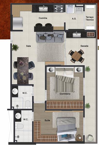 EXCELENTE APARTAMENTO, À 50M DO MAR E LAZER COMPLETO — foto 2