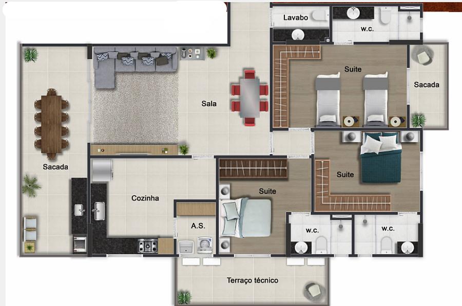 EXCELENTE APARTAMENTO, À 50M DO MAR E LAZER COMPLETO — foto 2