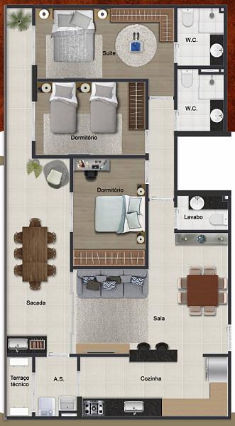 EXCELENTE APARTAMENTO, À 50M DO MAR E LAZER COMPLETO — foto 2