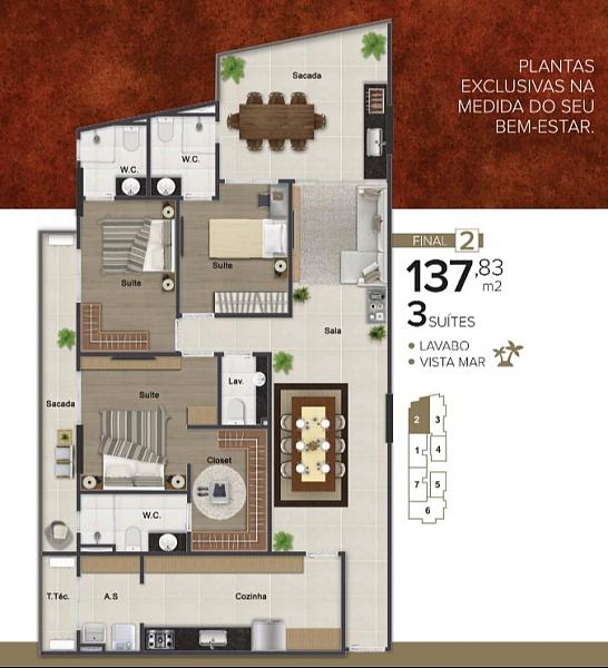 EXCELENTE APARTAMENTO, À 50M DO MAR E LAZER COMPLETO — foto 2