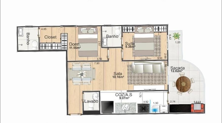 BELÍSSIMO APARTAMENTO, À 200M DO MAR E LAZER COMPLETO — foto 2