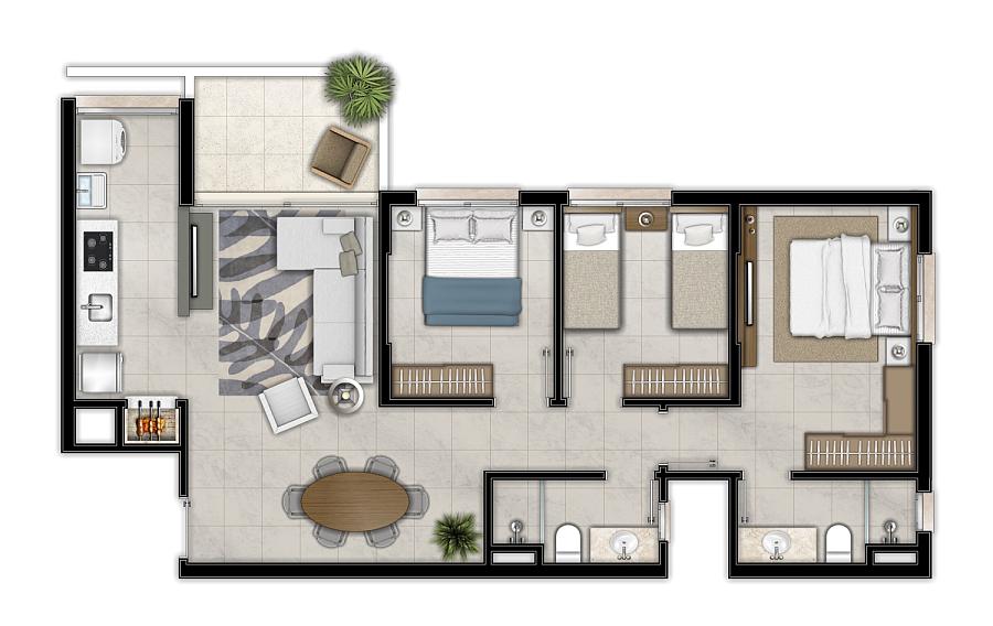 APARTAMENTO COM 03 DORMITÓRIOS NO CENTRO — foto 2