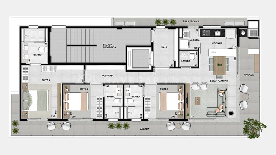 Edifício Bonaire - 401 | Apartamento com 3 suítes, terraço com piscina, sacada com churrasqueira, entre a Praia Brava e a Praia Mansa em Caiobá — foto 10