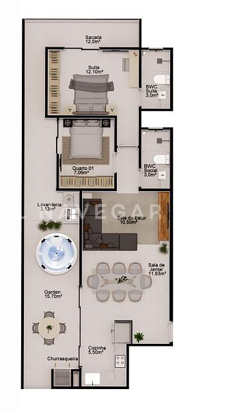 Apartamento Garden com Vista para a Serra em Matinhos-PR | Joyce Residence 201 — foto 14